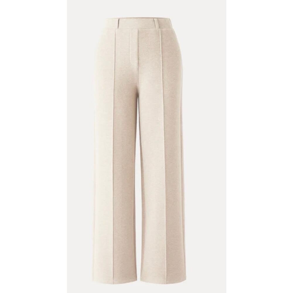 New OGL FuzzLuxe High Waisted Straight Leg Pant 2X Heather Beige/Ivory